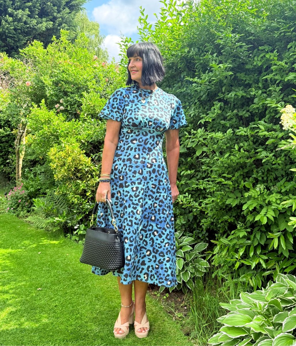Blue Leopard Print Kate Midi Dress