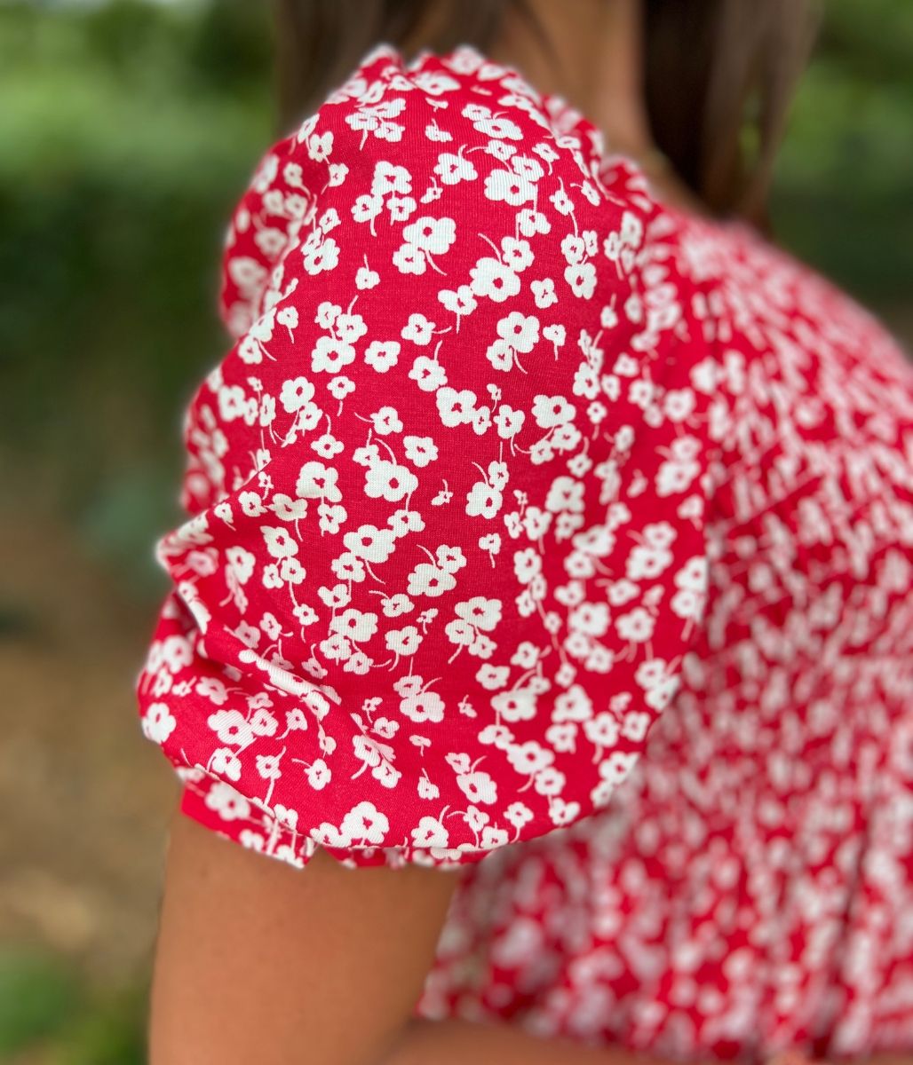 Red Ditsy Print Eliza Dress