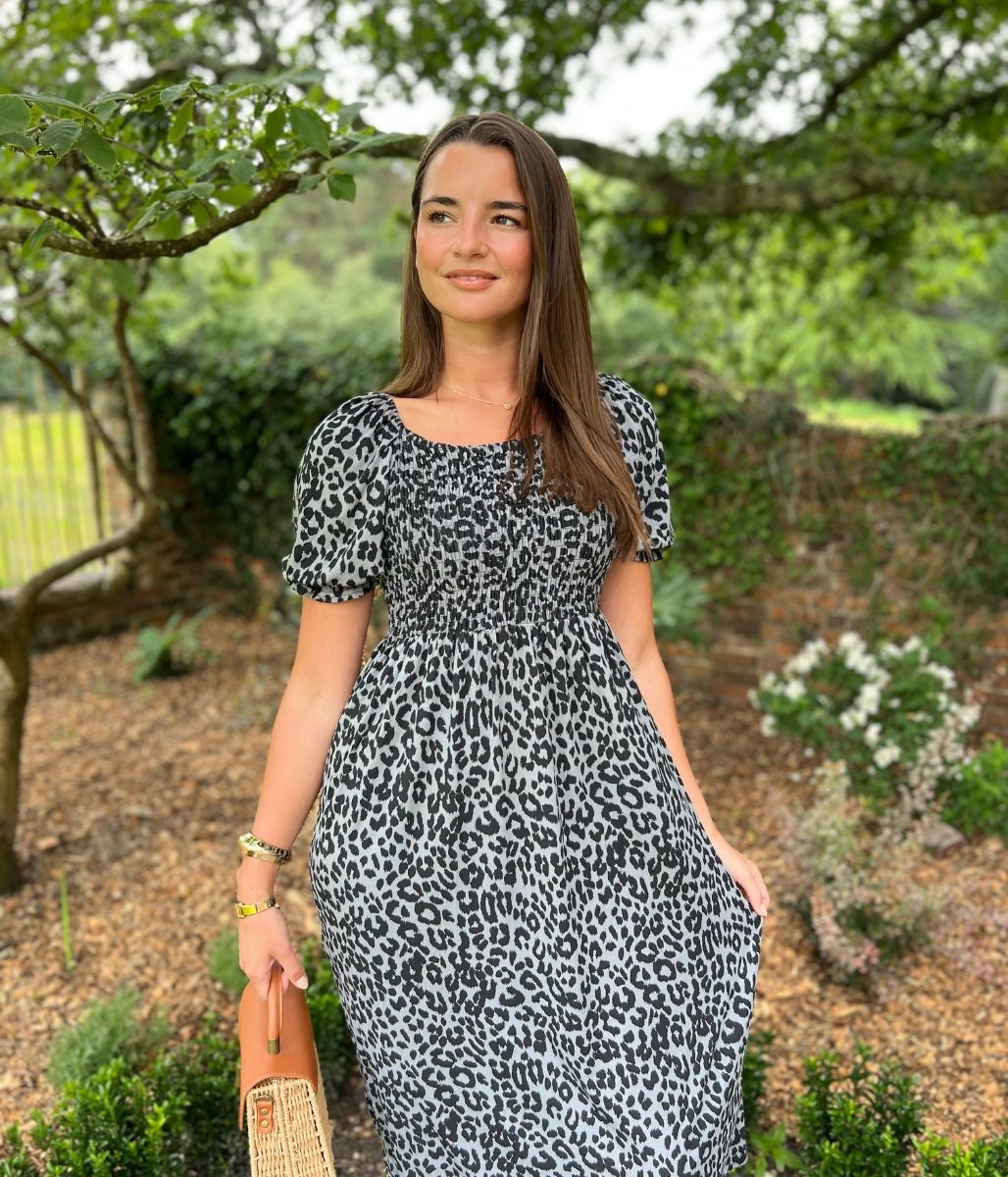 Grey Animal Print Eliza Dress