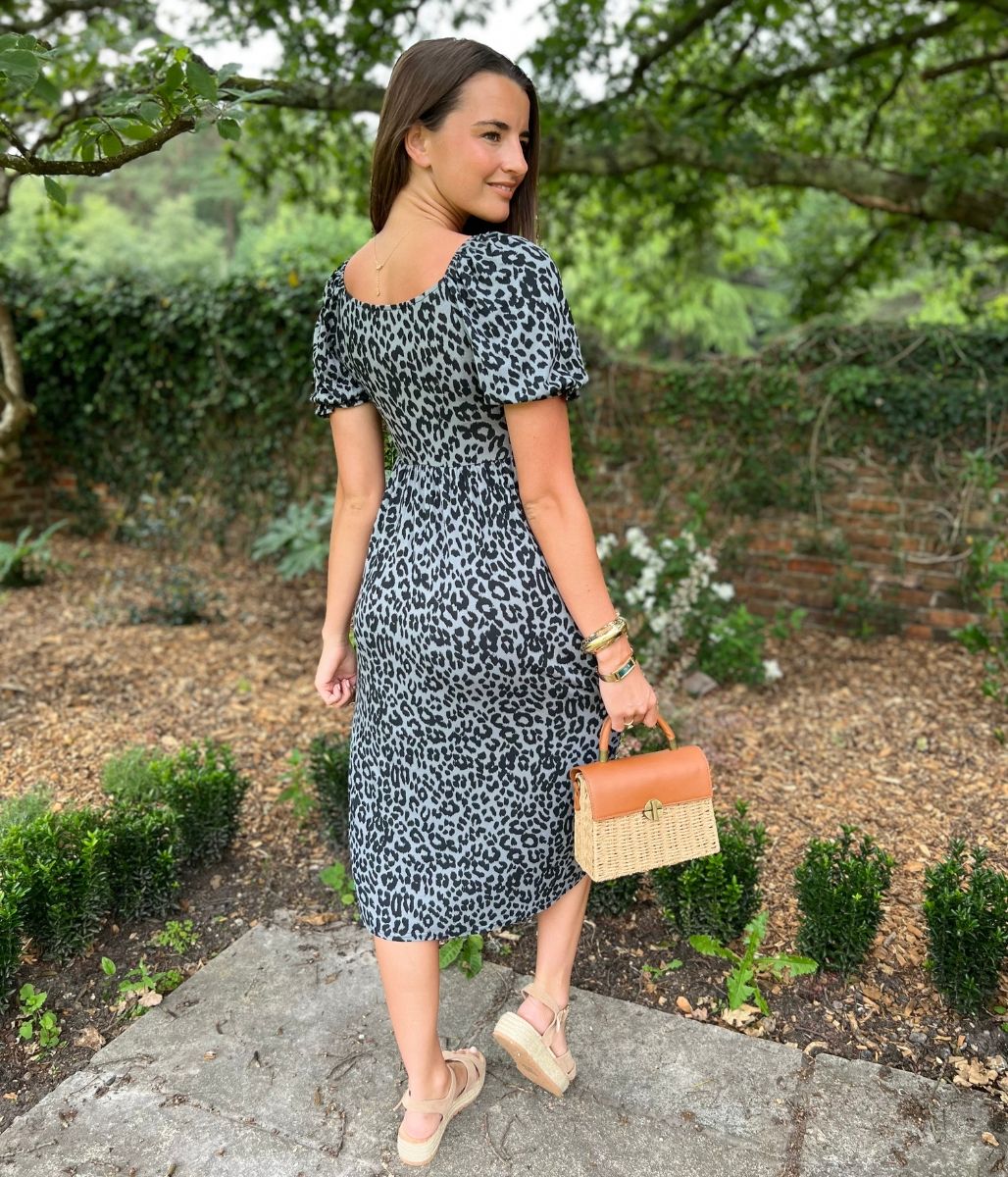 Grey Animal Print Eliza Dress