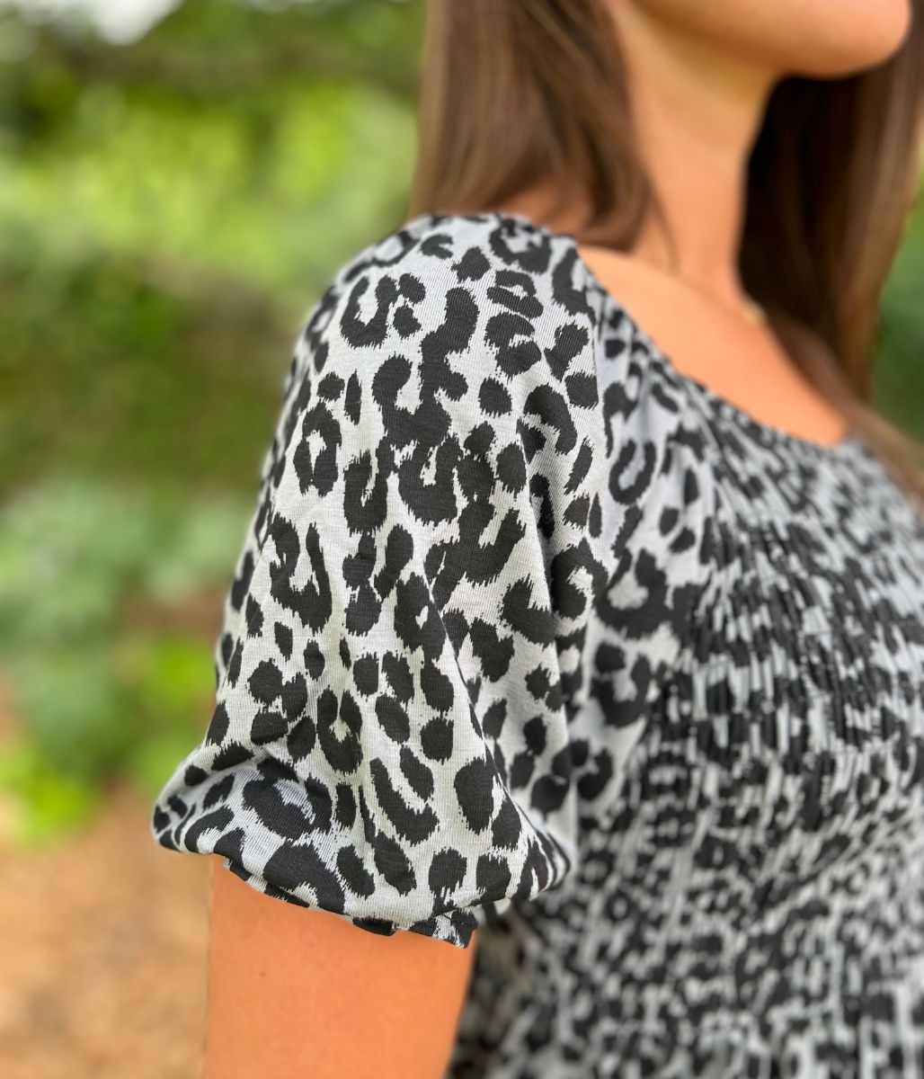 Grey Animal Print Eliza Dress