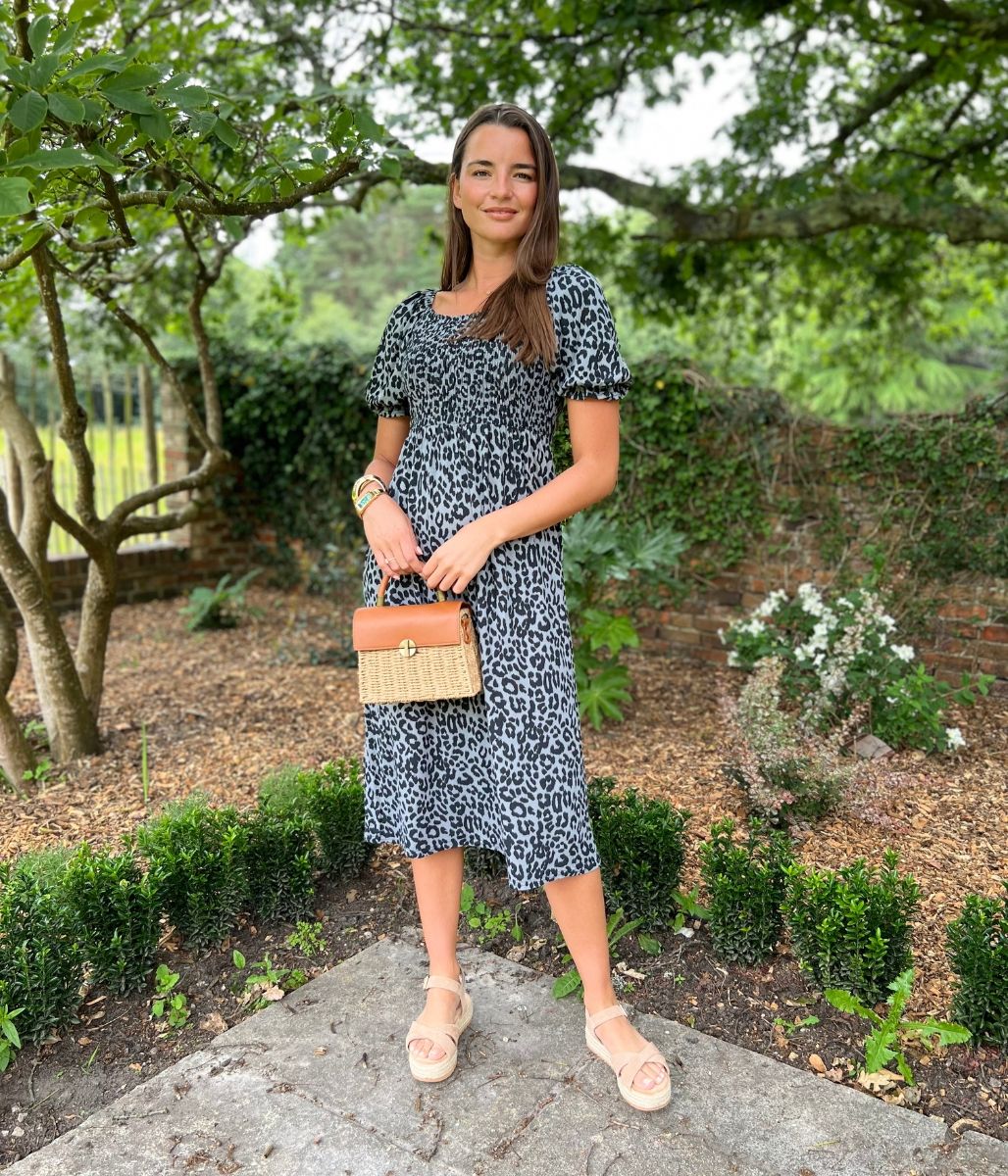 Grey Animal Print Eliza Dress