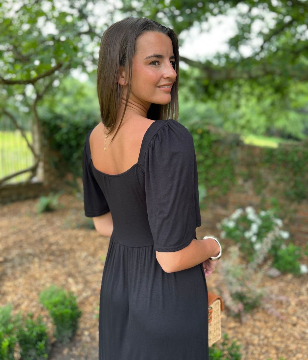 Black Kira Jersey Midi Dress