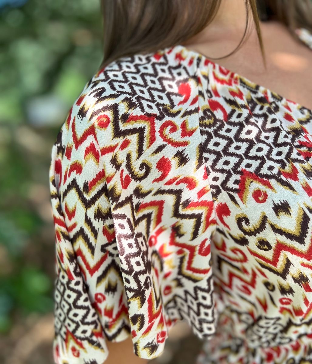 Terracotta Aztec Flutter Dress