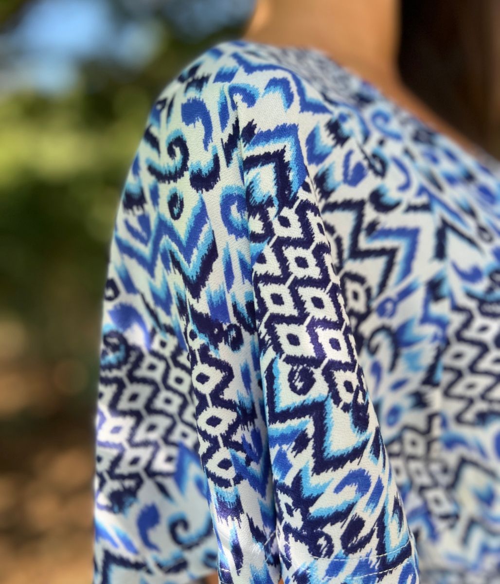 Blue Aztec Flutter Dress