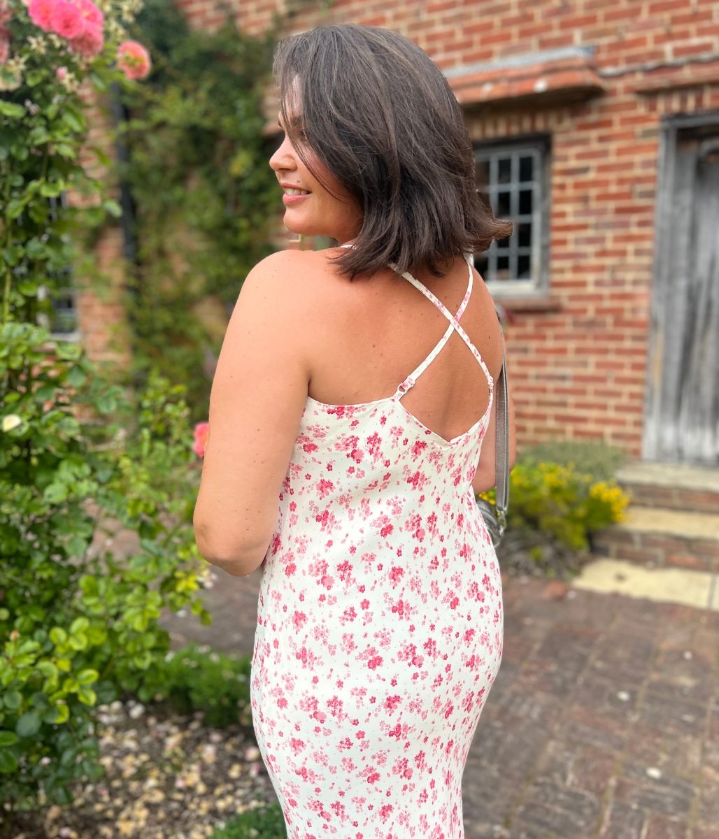 Ditsy Satin Midi Dress