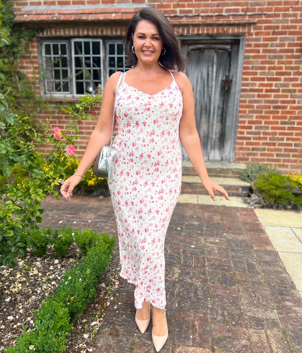 Ditsy Satin Midi Dress