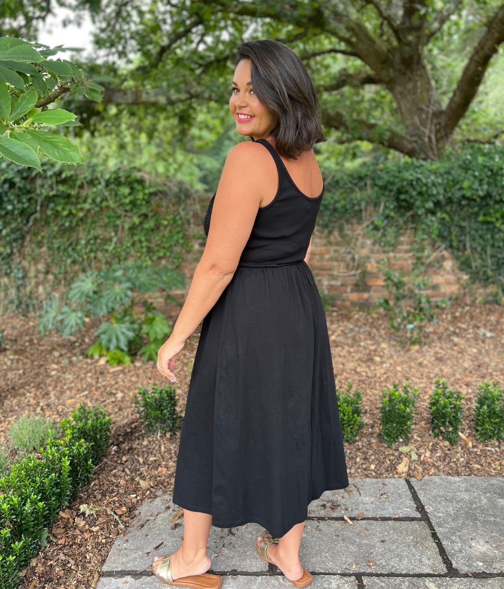 Black Applique Cotton Rich Dress