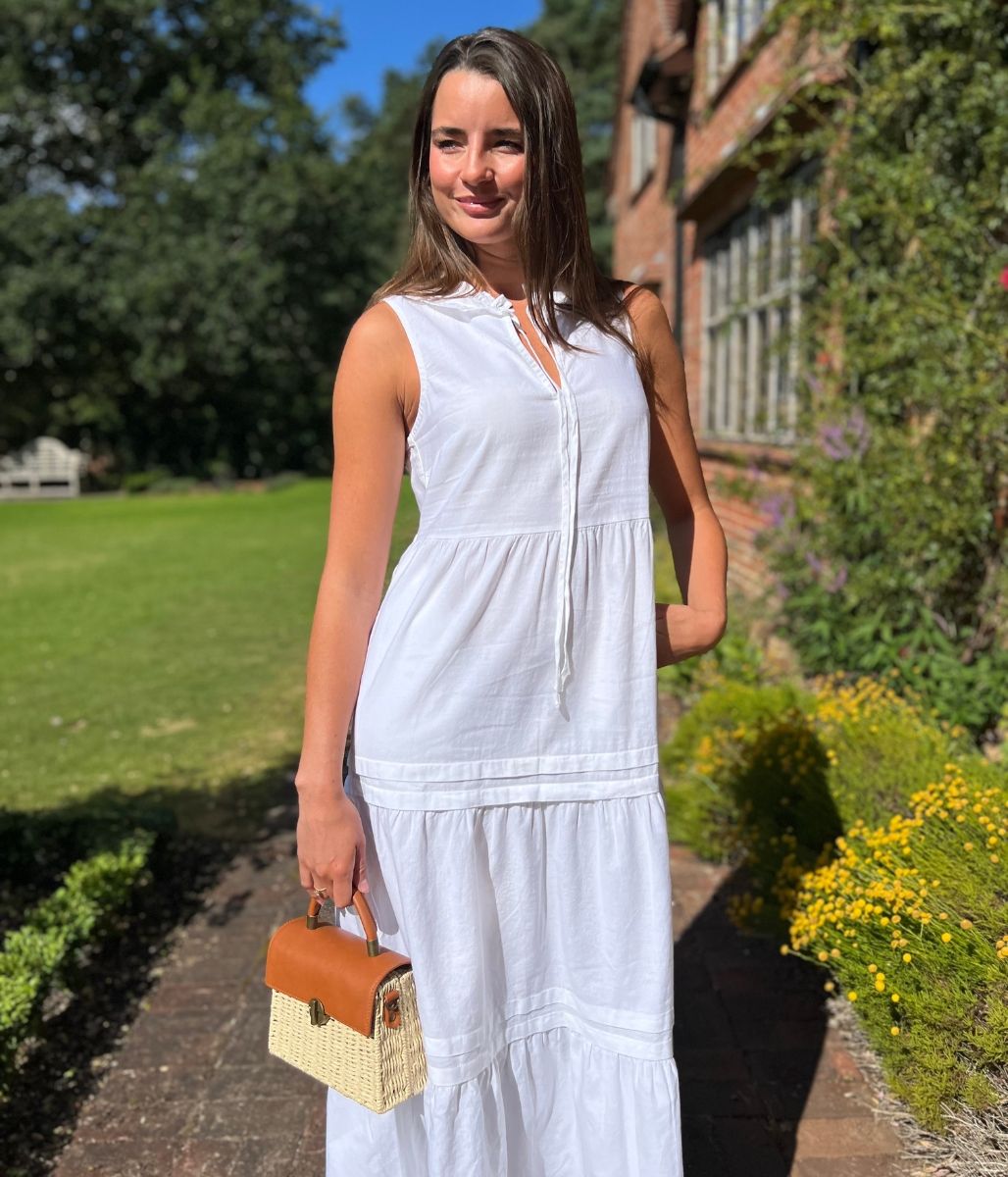 White Ophelia Sleeveless Tiered Dress