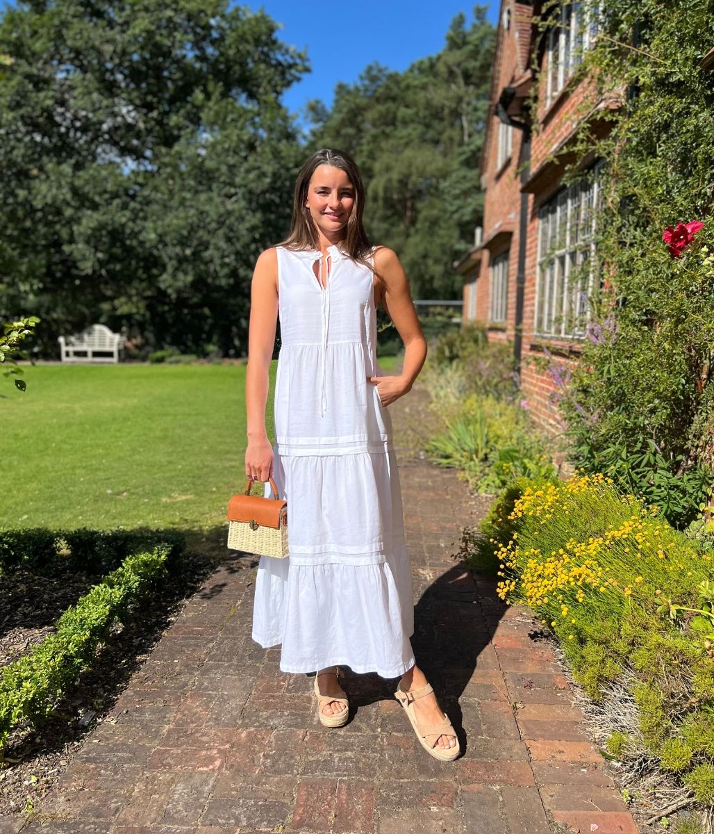 White Ophelia Sleeveless Tiered Dress