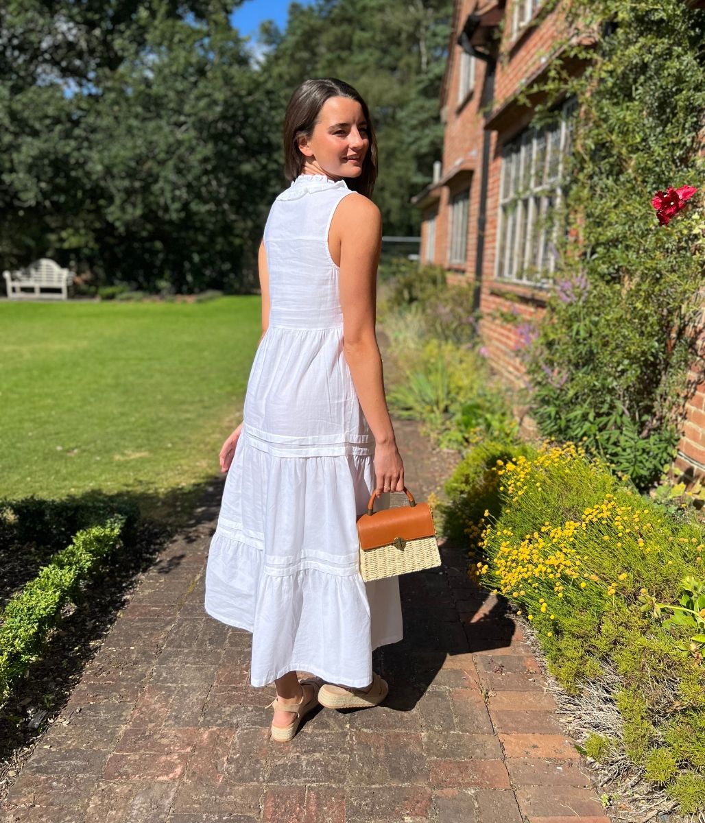 White Ophelia Sleeveless Tiered Dress