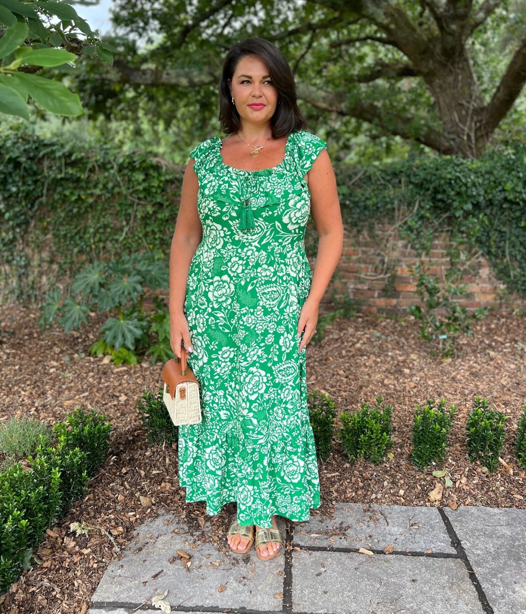 Green Floral Midi Dress