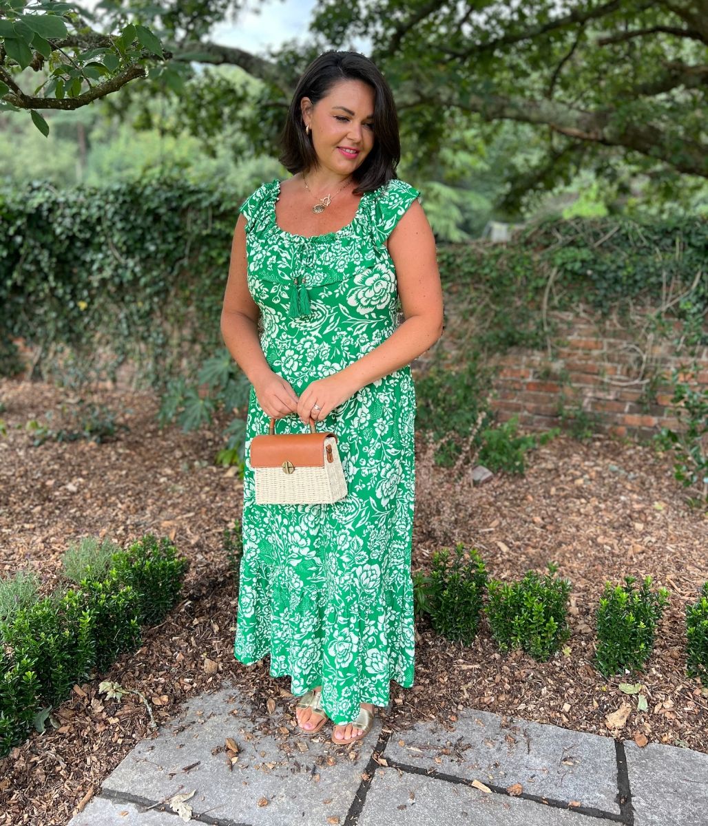 Green Floral Midi Dress