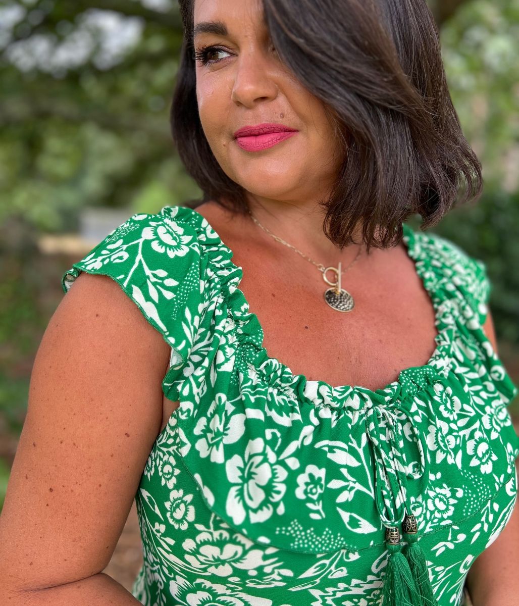 Green Floral Midi Dress