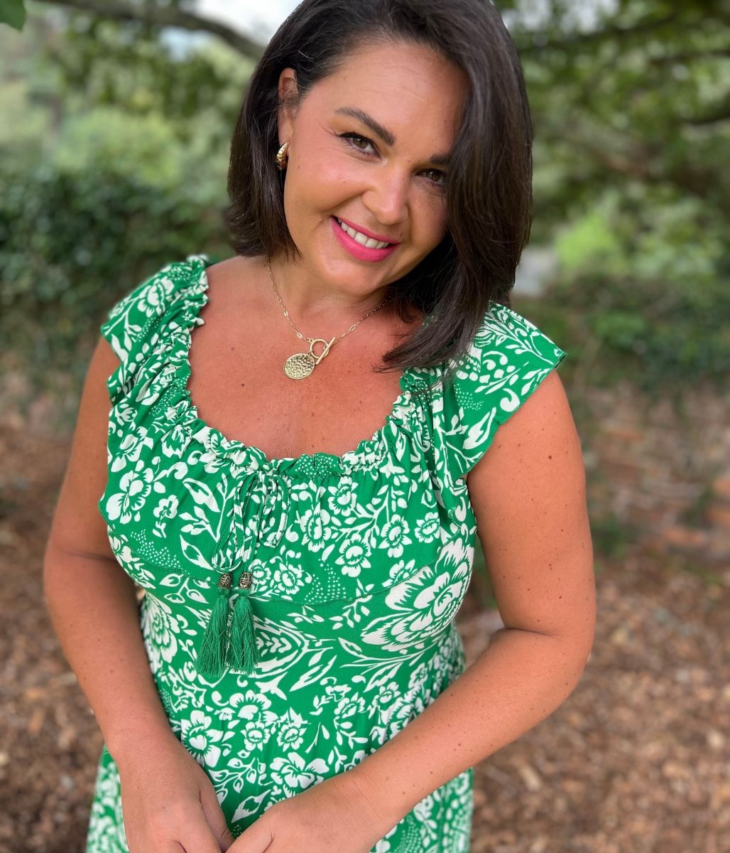 Green Floral Midi Dress