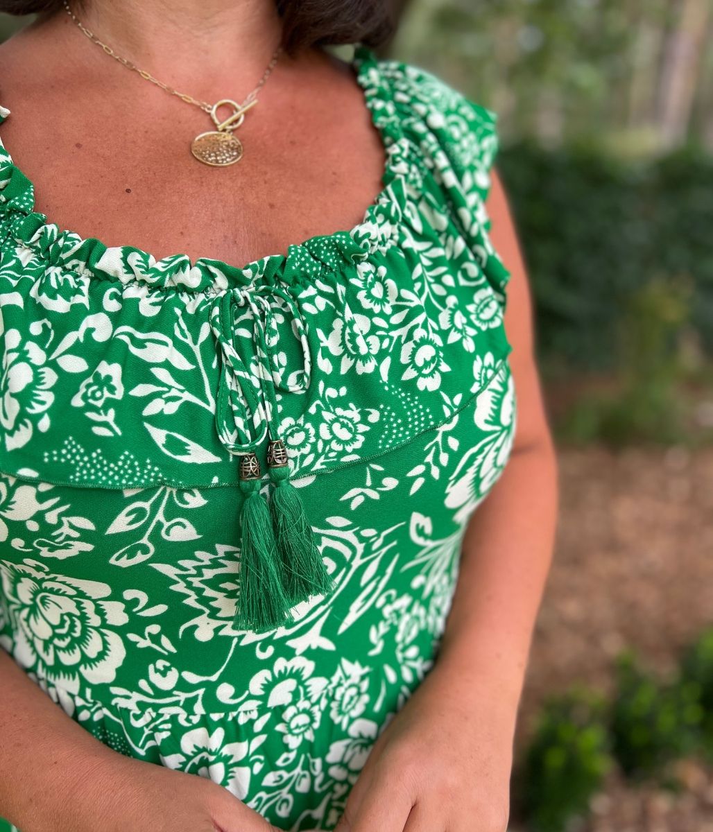 Green Floral Midi Dress