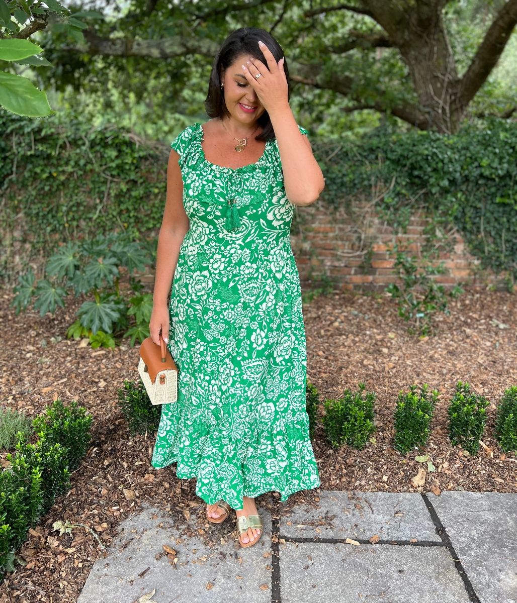 Green Floral Midi Dress