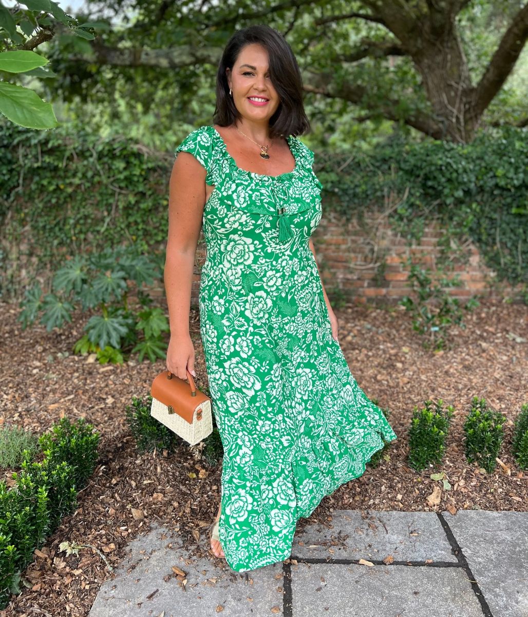 Green Floral Midi Dress