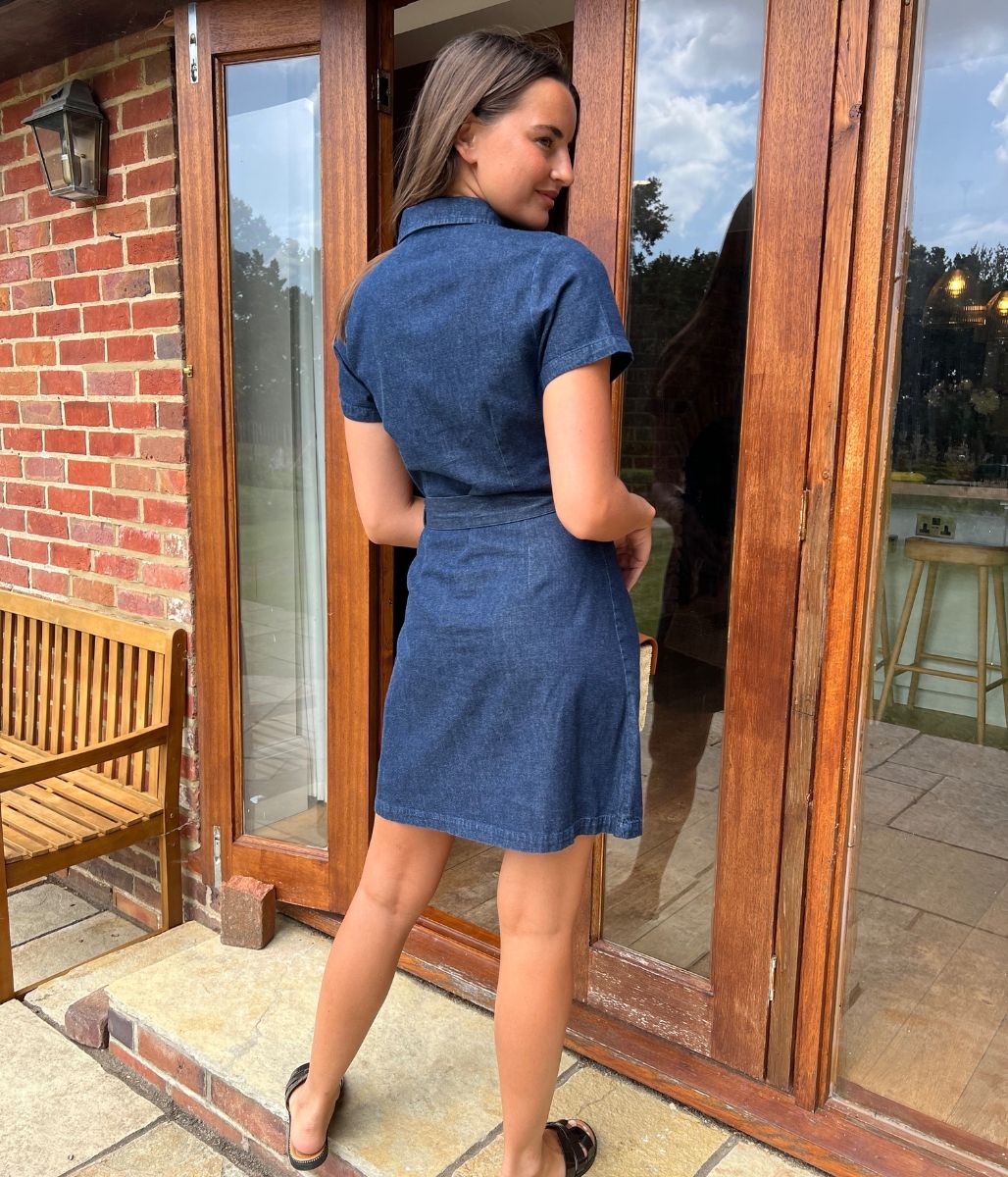Indigo Short Sleeve Denim Shirt Dress