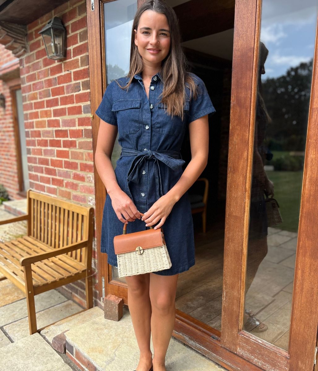 Indigo Short Sleeve Denim Shirt Dress