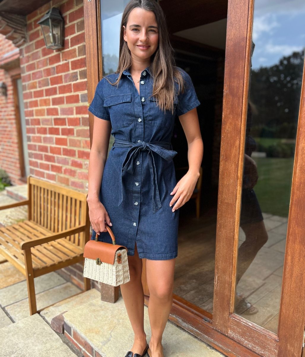 Indigo Short Sleeve Denim Shirt Dress