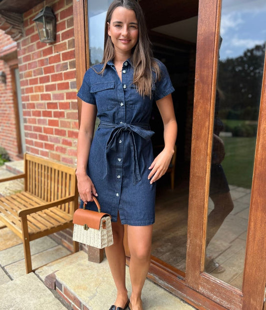 Indigo Short Sleeve Denim Shirt Dress