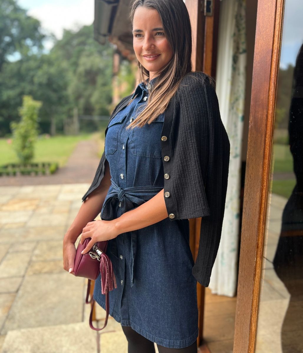 Indigo Short Sleeve Denim Shirt Dress