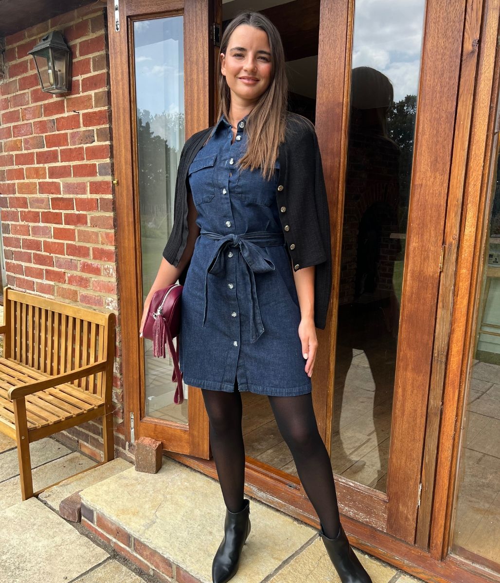 Indigo Short Sleeve Denim Shirt Dress