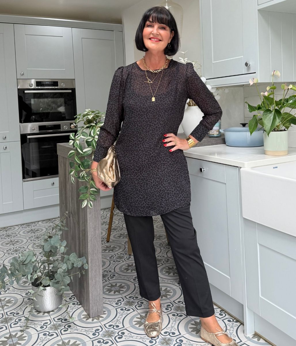 Leopard Print Chiffon Shift Dress