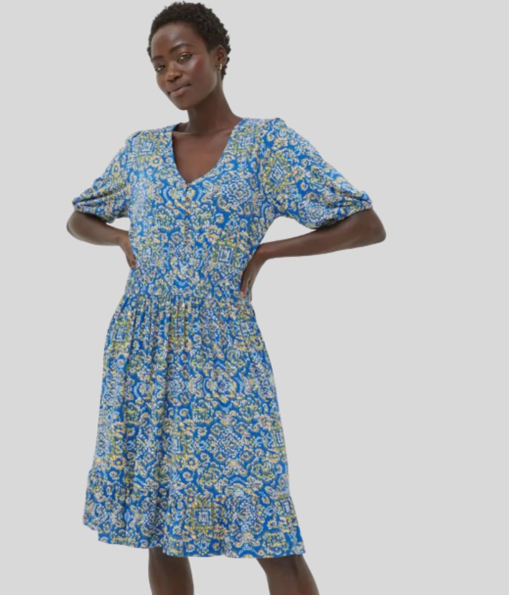 Blue Lottie Aztec Texture Jersey Dress