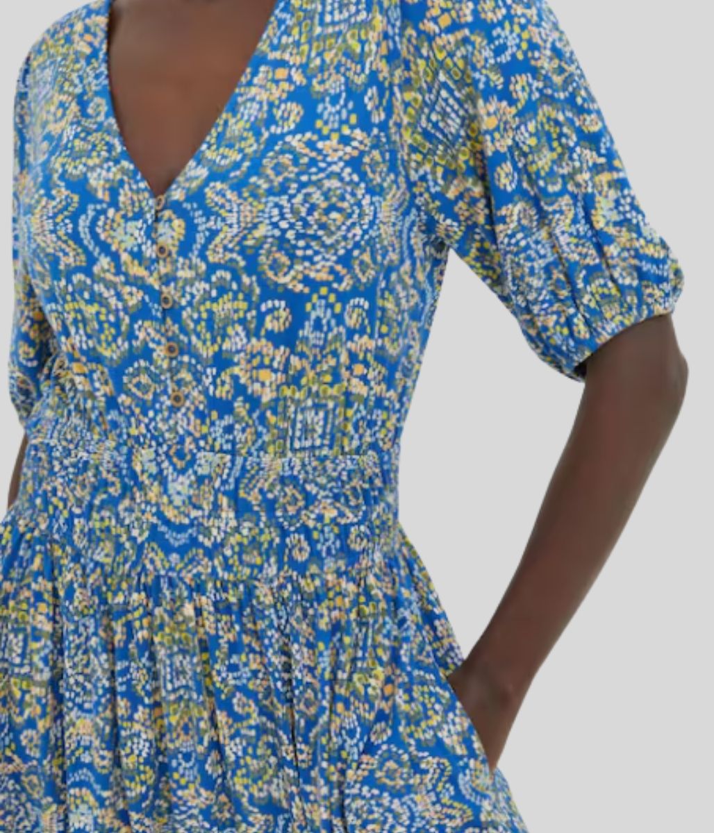 Blue Lottie Aztec Texture Jersey Dress