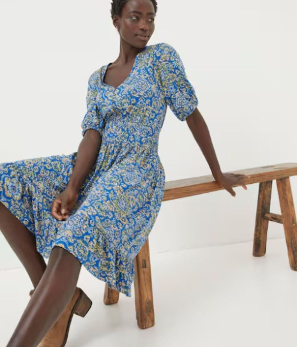 Blue Lottie Aztec Texture Jersey Dress