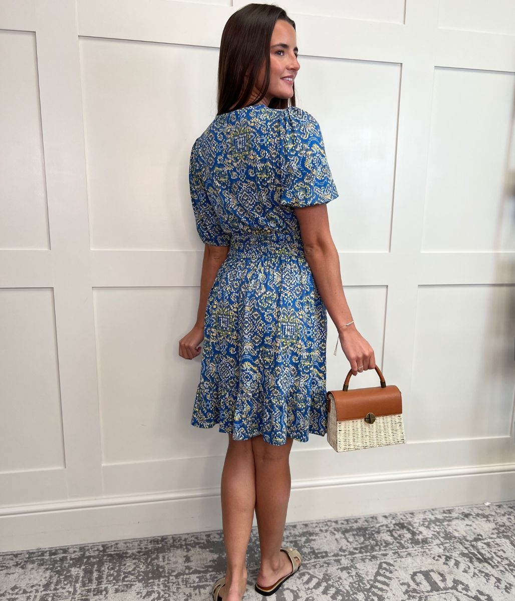 Blue Lottie Aztec Texture Jersey Dress