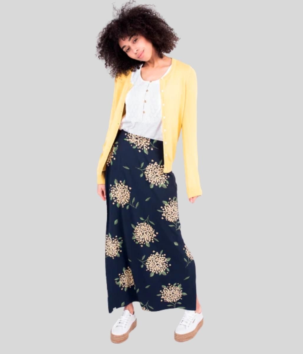 Brakeburn Navy Hydrangea Maxi Skirt