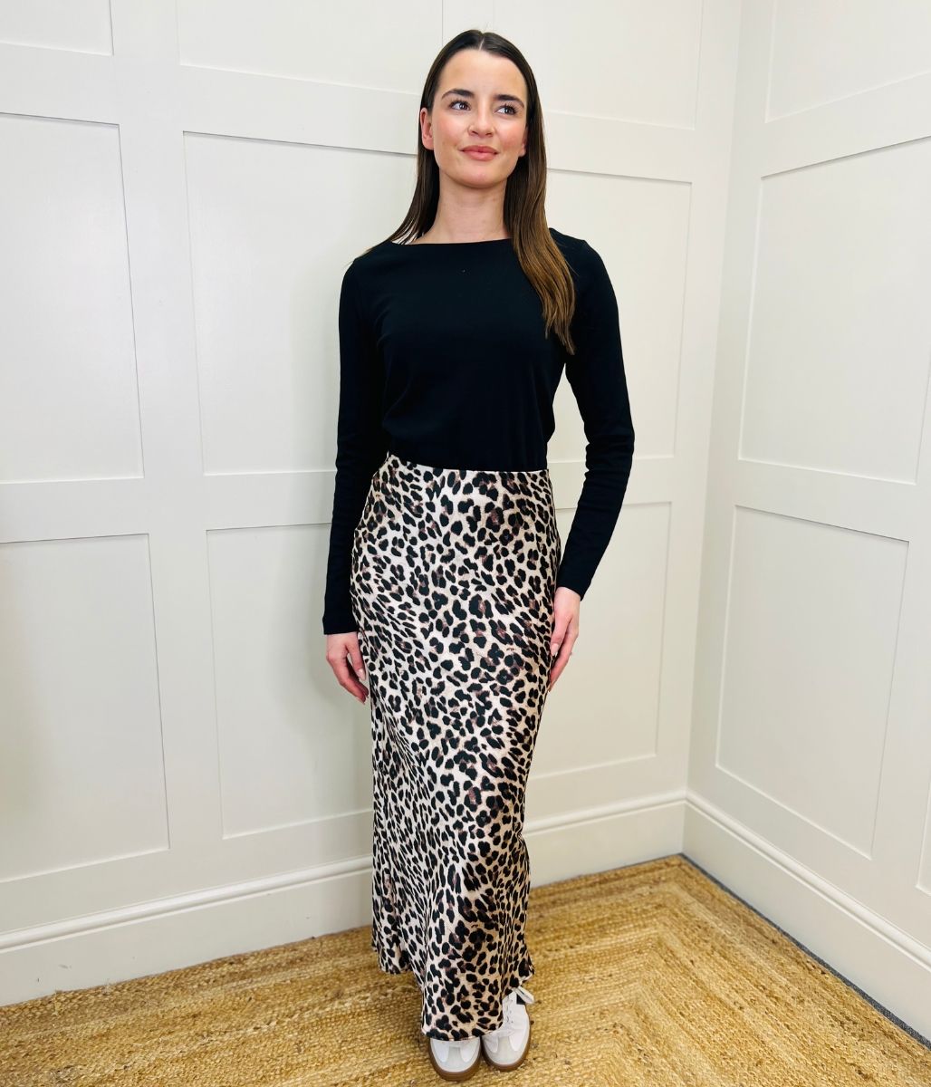 Animal Print Midi Skirt