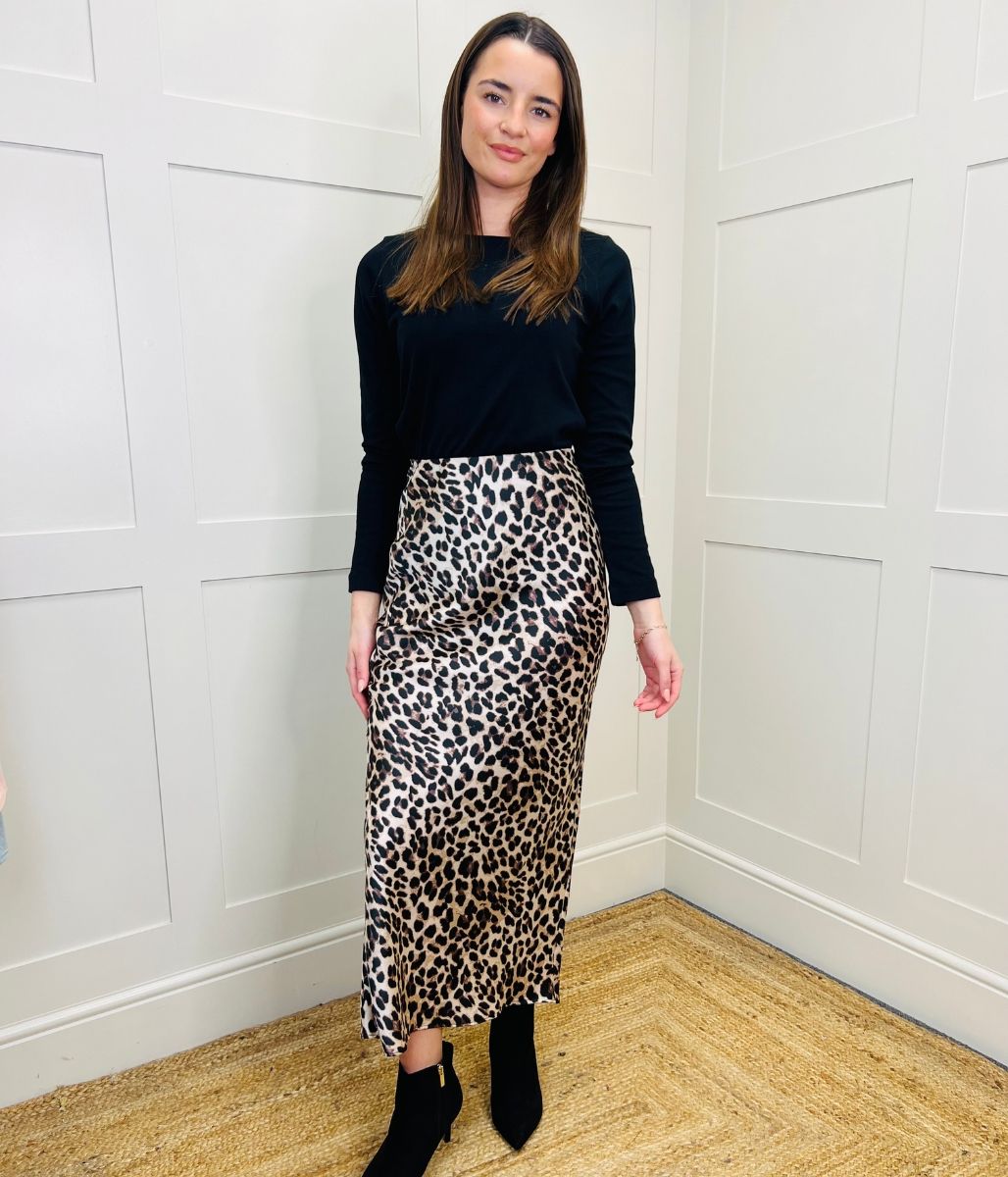 Animal Print Midi Skirt
