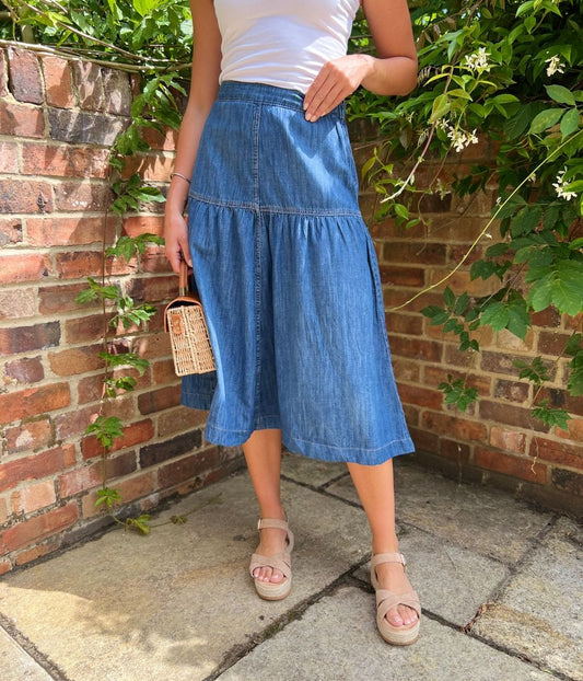 Denim Seam Detail Skirt