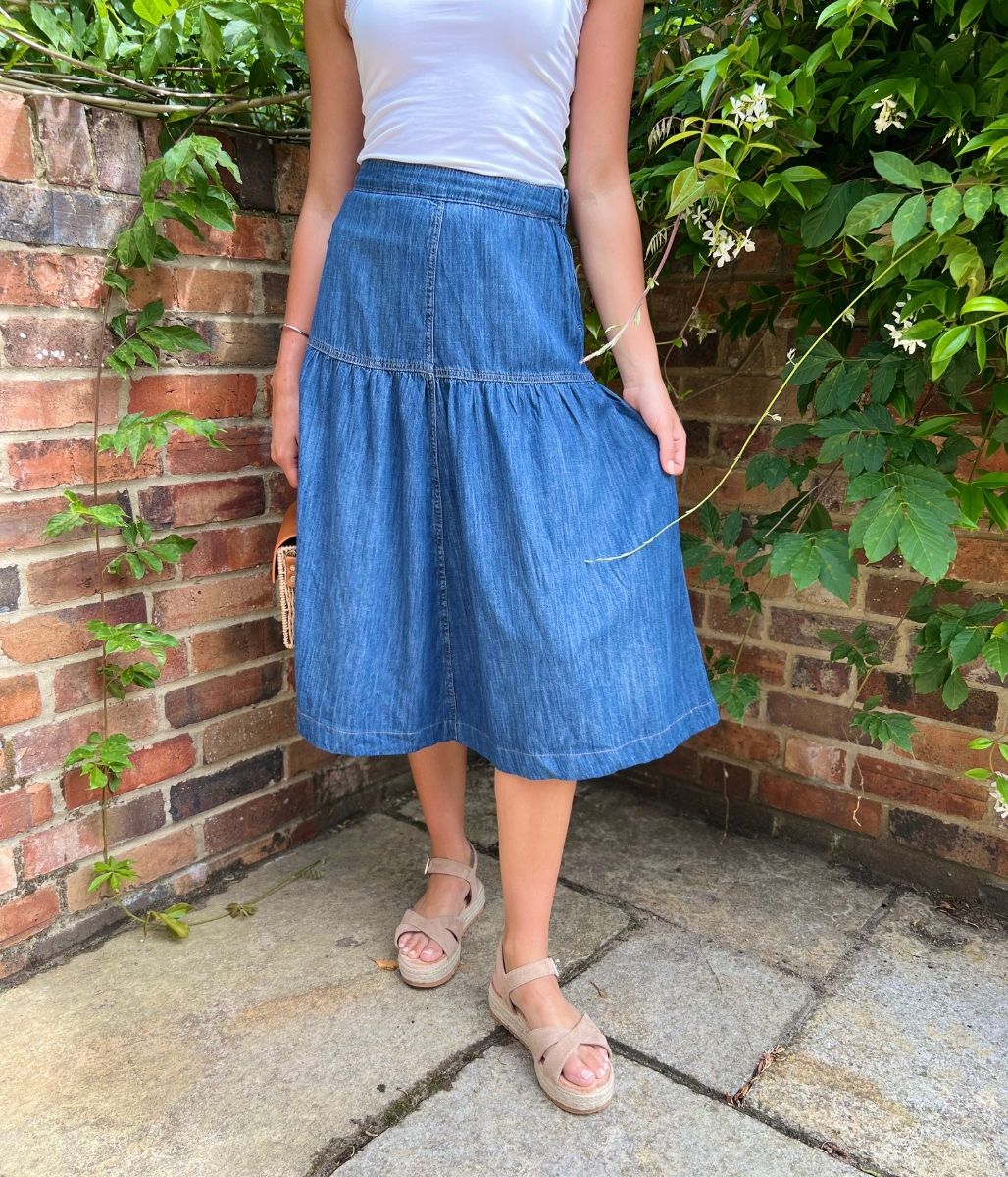 Denim Seam Detail Skirt