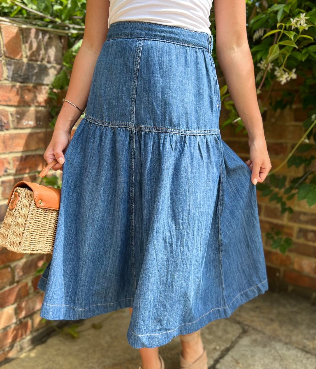 Denim Seam Detail Skirt