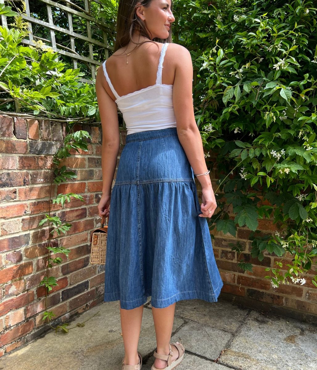 Denim Seam Detail Skirt