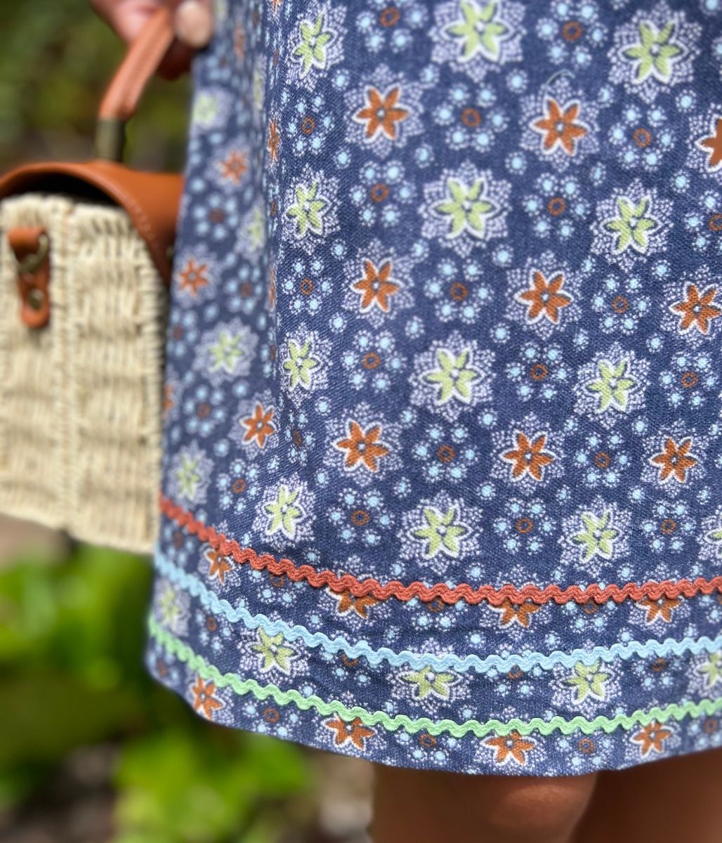 Blue Herbal Garden Moleskin Skirt