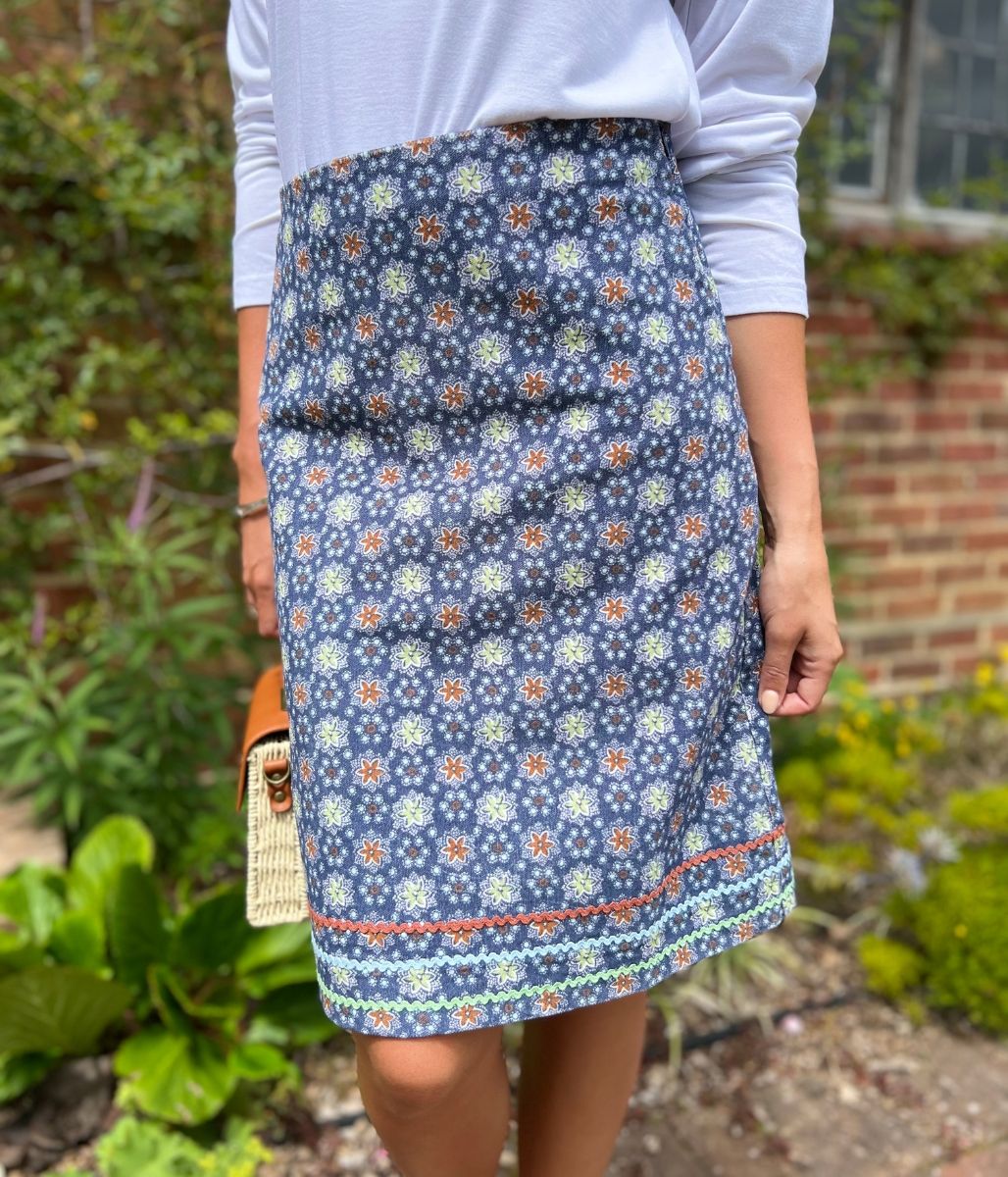 Blue Herbal Garden Moleskin Skirt