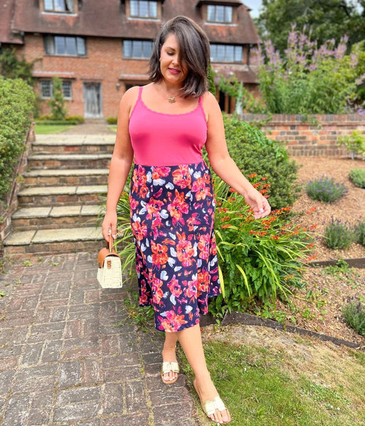 Floral Printed A Line Midi Skirt