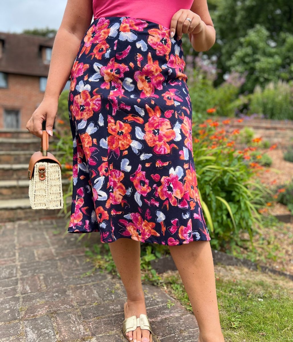 Floral Printed A Line Midi Skirt
