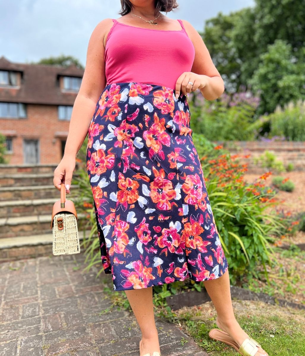Floral Printed A Line Midi Skirt