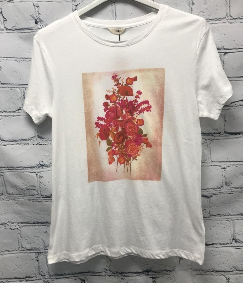 White Bouquet Print T Shirt