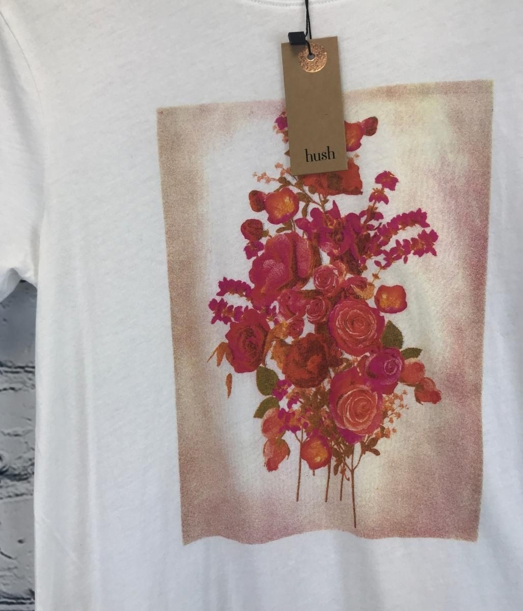 White Bouquet Print T Shirt