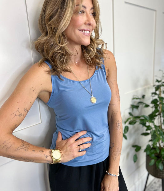 Blue Modal Rich Vest Top