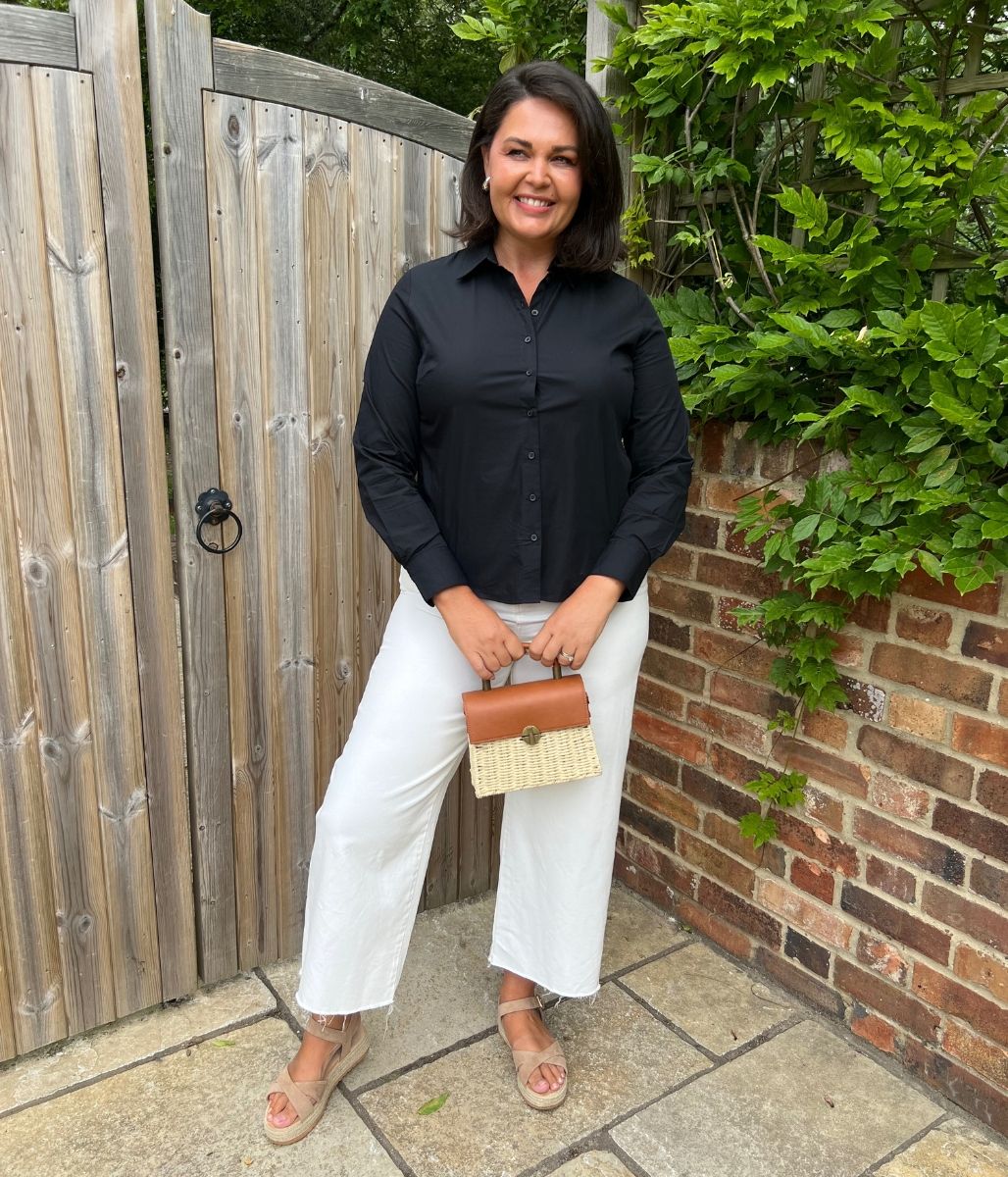 Black Cotton Rich Stretchy Fitted Shirt