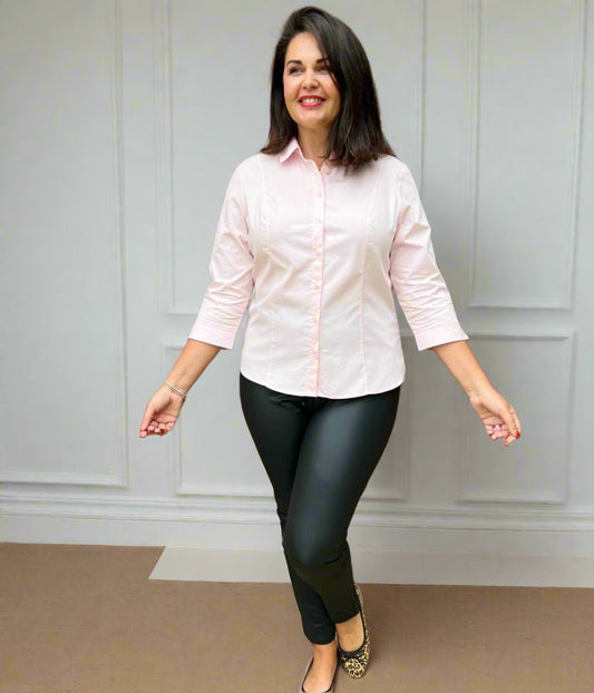 Powder Pink Cotton Rich Fitted Shirt